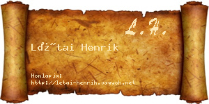 Létai Henrik névjegykártya