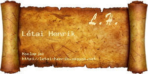 Létai Henrik névjegykártya
